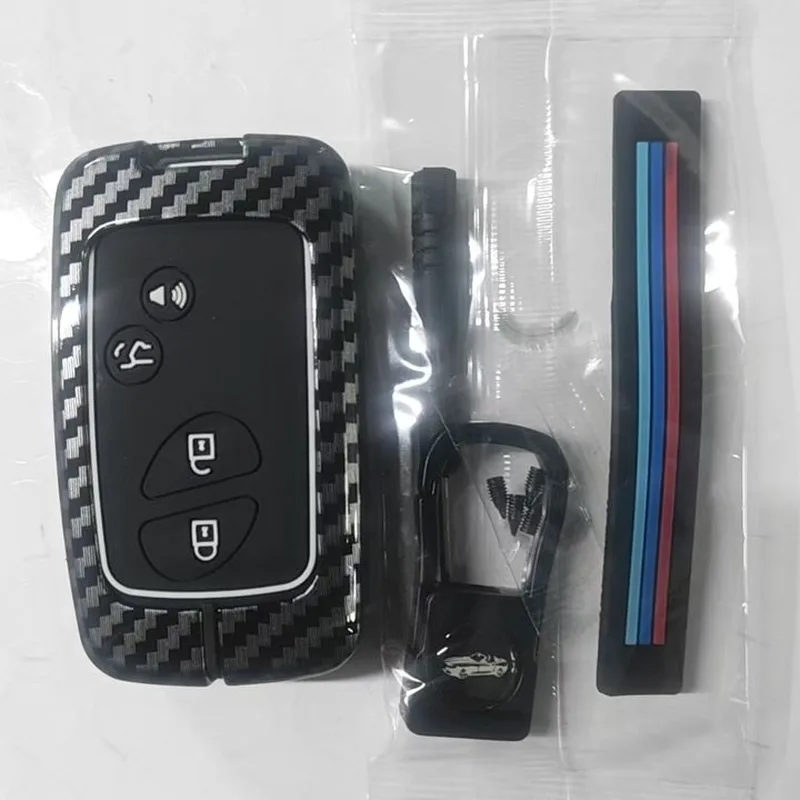 Carbon Fibre Metallic Key Holder with Remote Cover – 4-Button Smart Key with Power Liftgate Button